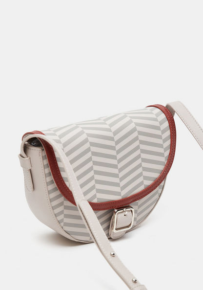 Celeste Striped Crossbody Bag with Adjustable Strap and Button Closure