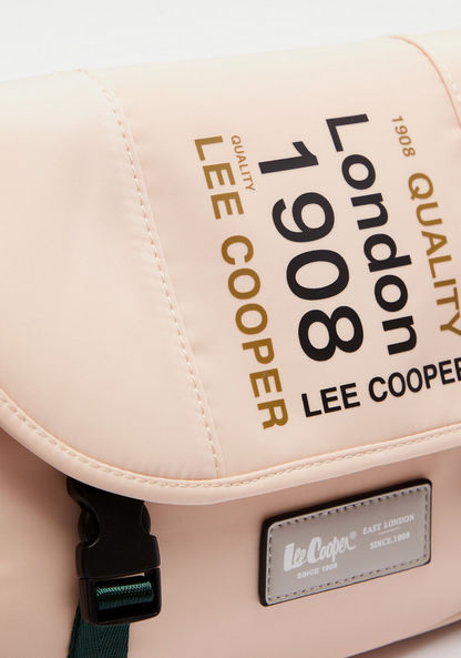 Lee Cooper Logo Print Crossbody Bag with Adjustable Shoulder Strap