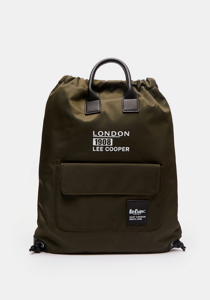 Lee Cooper Logo Print Drawstring Bag with Dual Handle