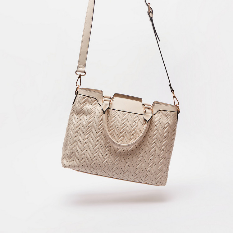 Jane Shilton Quilted Tote Bag with Detachable Strap and Zip Closure