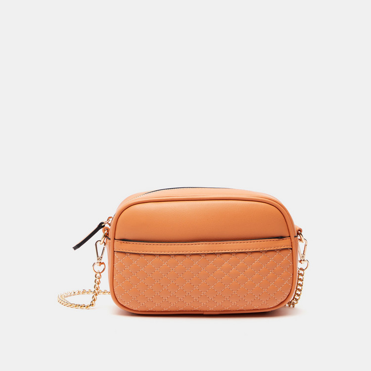 Celeste Quilted Crossbody Bag with Chain Strap and Zip Closure