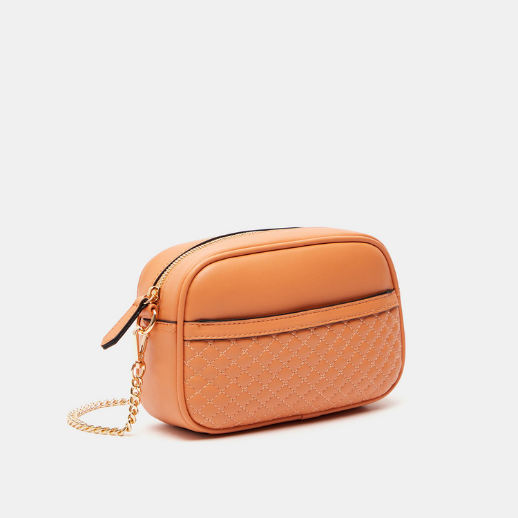 Celeste Quilted Crossbody Bag with Chain Strap and Zip Closure