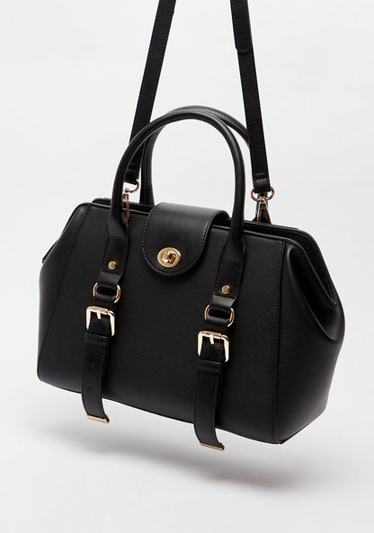 Celeste Solid Tote Bag with Detachable Strap and Buckle Accent