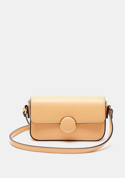 Celeste Solid Crossbody Bag with Adjustable Strap and Button Closure