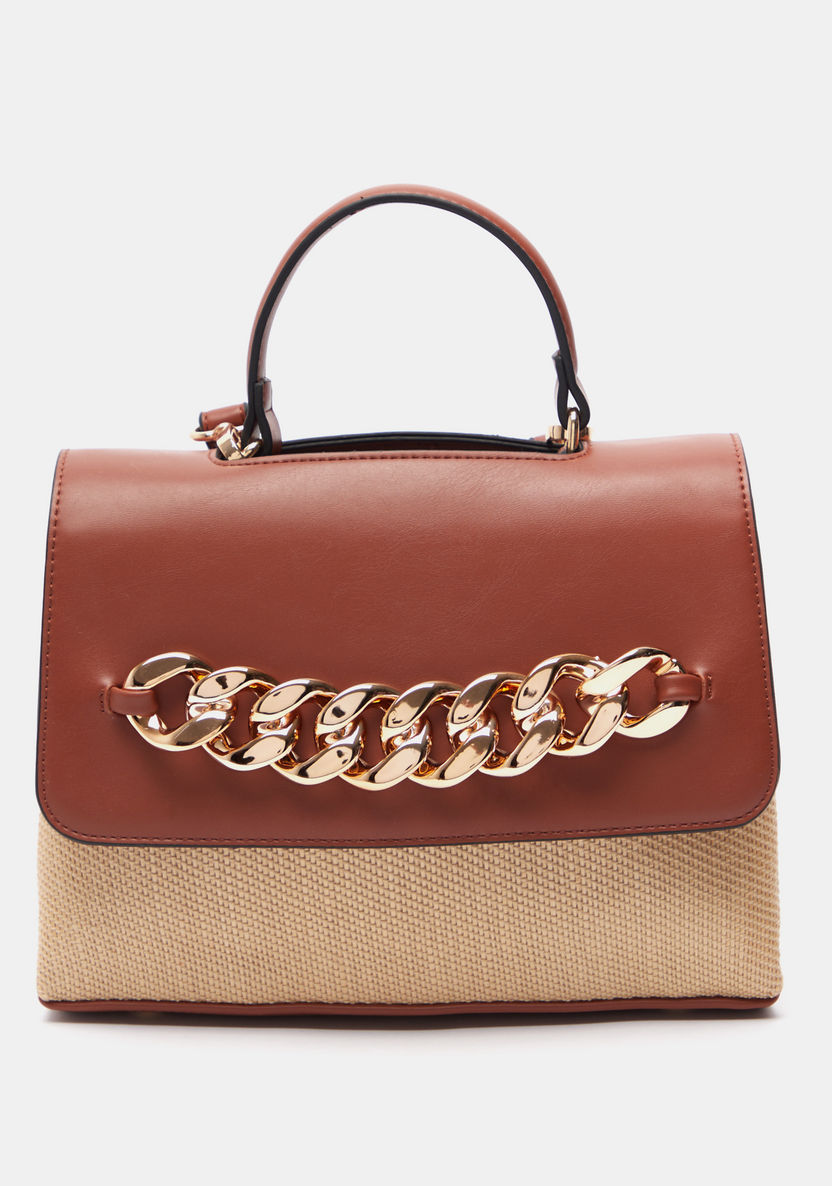 Celeste Chunky Chain Detail Satchel Bag with Detachable Strap-Women%27s Handbags-image-0
