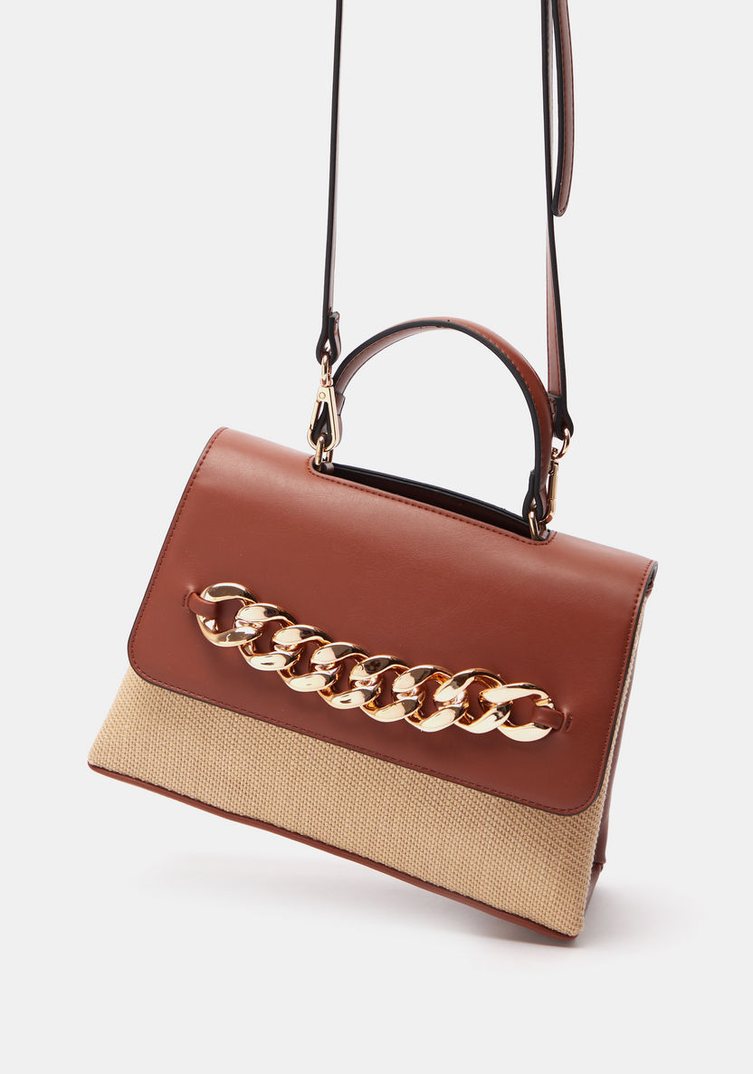 Celeste Chunky Chain Detail Satchel Bag with Detachable Strap-Women%27s Handbags-image-1