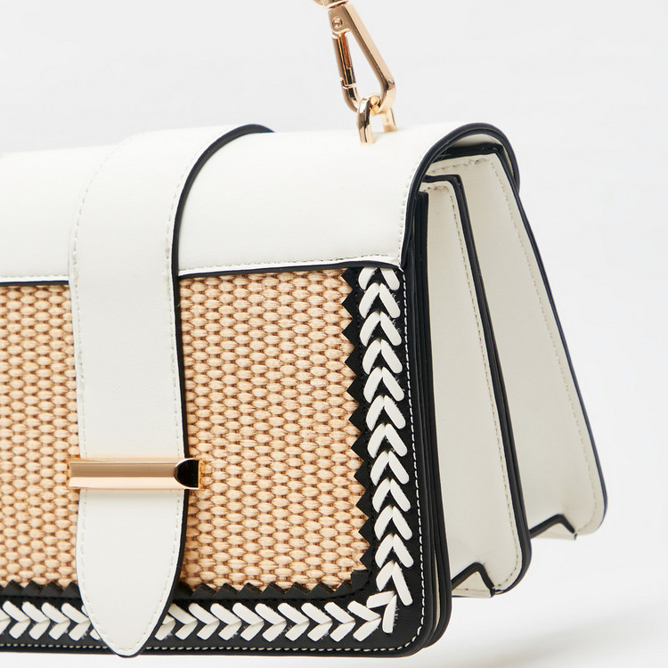 Celeste Wicker Textured Crossbody Bag with Detachable Strap