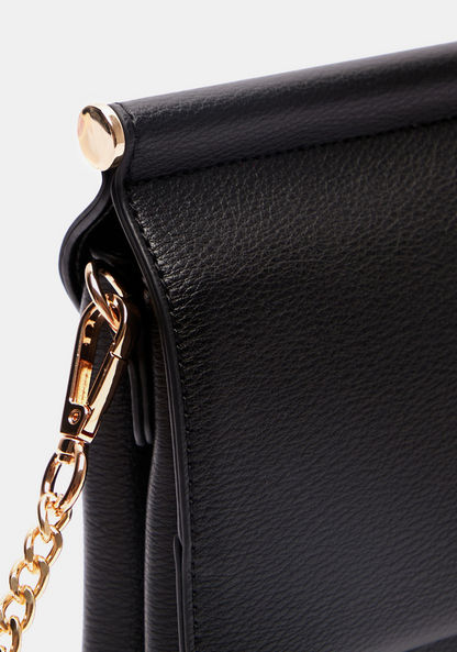 Celeste Solid Crossbody Bag with Chain Strap and Button Closure