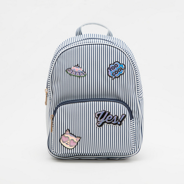 Missy Applique Detail Backpack with Adjustable Straps and Zip Closure