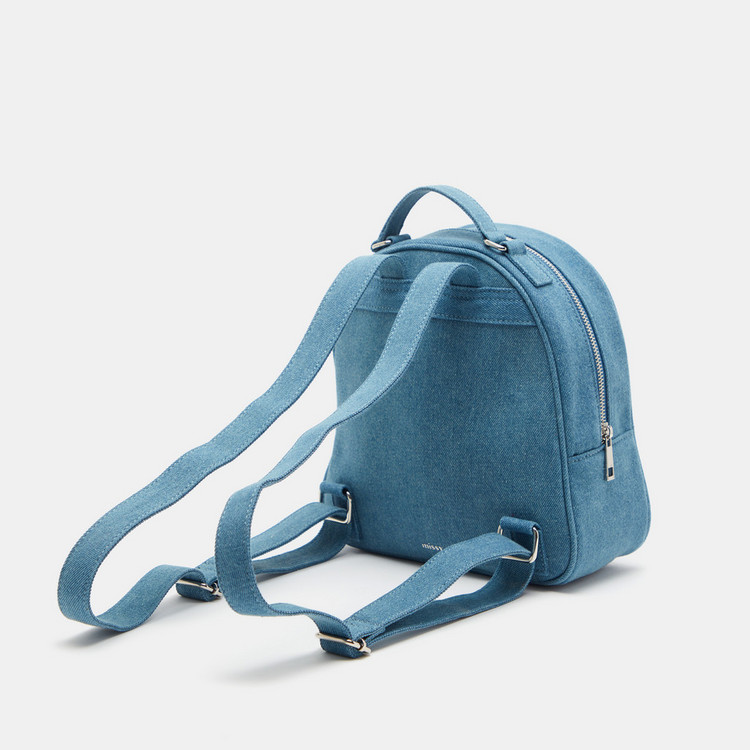 Missy Embroidered Backpack with Adjustable Straps and Zip Closure