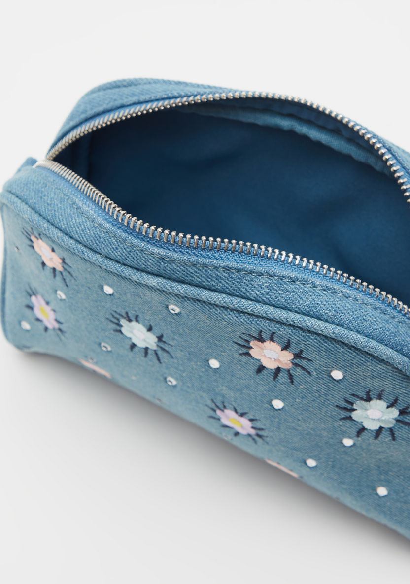 Missy Denim Embroidered Crossbody Bag with Zip Closure and Strap-Women%27s Handbags-image-4