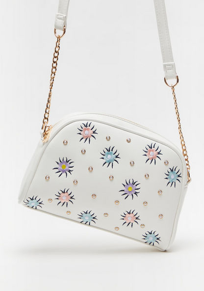 Missy Denim Embroidered Crossbody Bag with Zip Closure and Strap-Women%27s Handbags-image-1