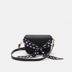 Missy Solid Crossbody Bag with Detachable Strap and Scarf Accent