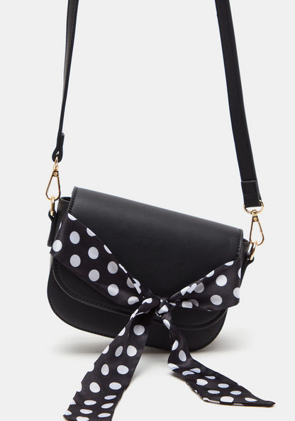 Missy Solid Crossbody Bag with Detachable Strap and Scarf Accent