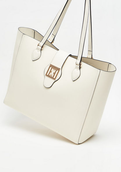 ELLE Solid Shopper Bag with Double Handles and Pouch