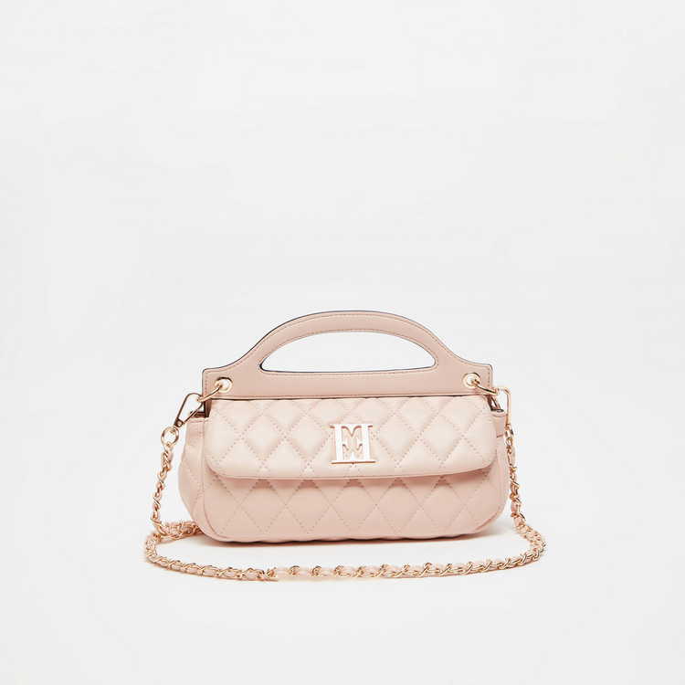 ELLE Quilted Satchel Bag with Chain Strap and Grab Handle