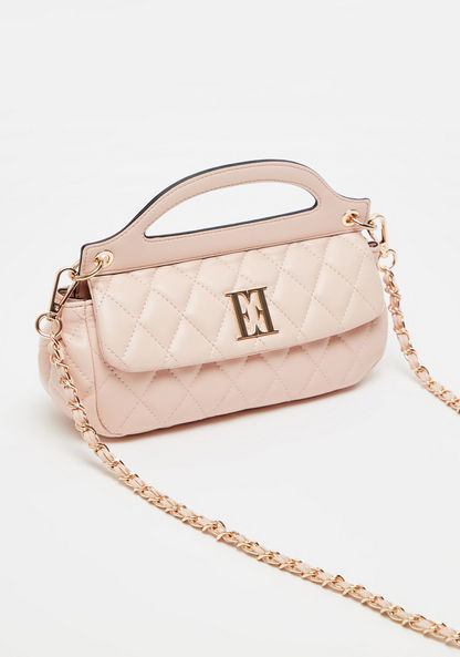 ELLE Quilted Satchel Bag with Chain Strap and Grab Handle