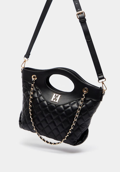 ELLE Quilted Tote Bag with Chain Handles and Zip Closure