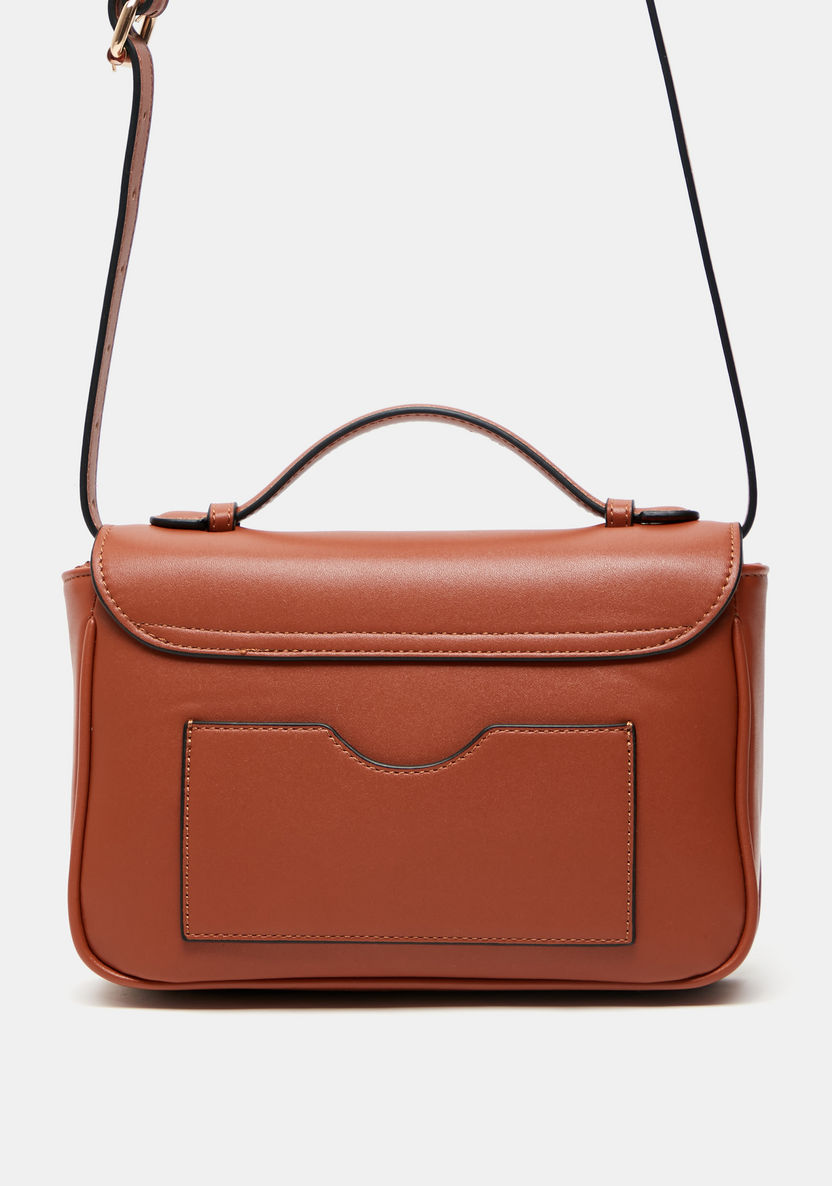 ELLE Monogram Satchel Bag with Adjustable Strap and Magnetic Closure-Women%27s Handbags-image-4