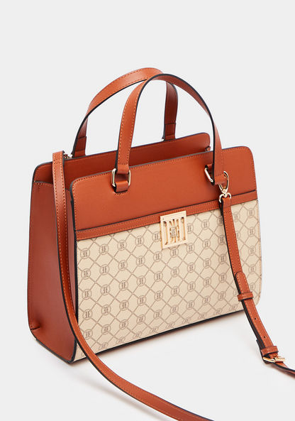 ELLE Monogram Tote Bag with Detachable Strap and Double Handle