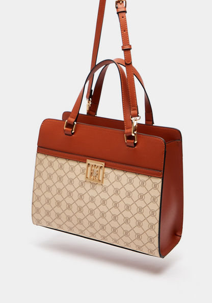 ELLE Monogram Tote Bag with Detachable Strap and Double Handle