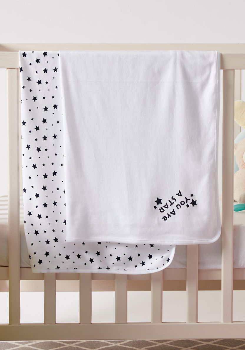Juniors 2-Piece Stars Printed Receiving Blanket Set - 70x70 cms-Blankets and Throws-image-0