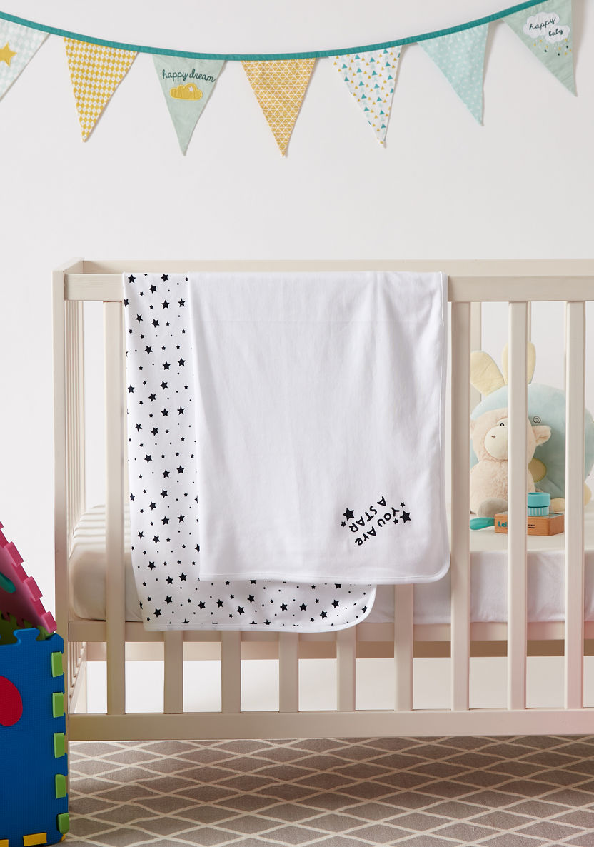 Juniors 2-Piece Stars Printed Receiving Blanket Set - 70x70 cms-Blankets and Throws-image-4