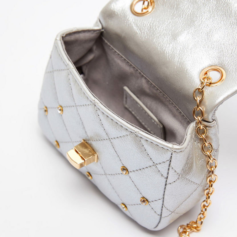 Little Missy Embellished Crossbody Bag with Chain Strap-Girl%27s Bags-image-4