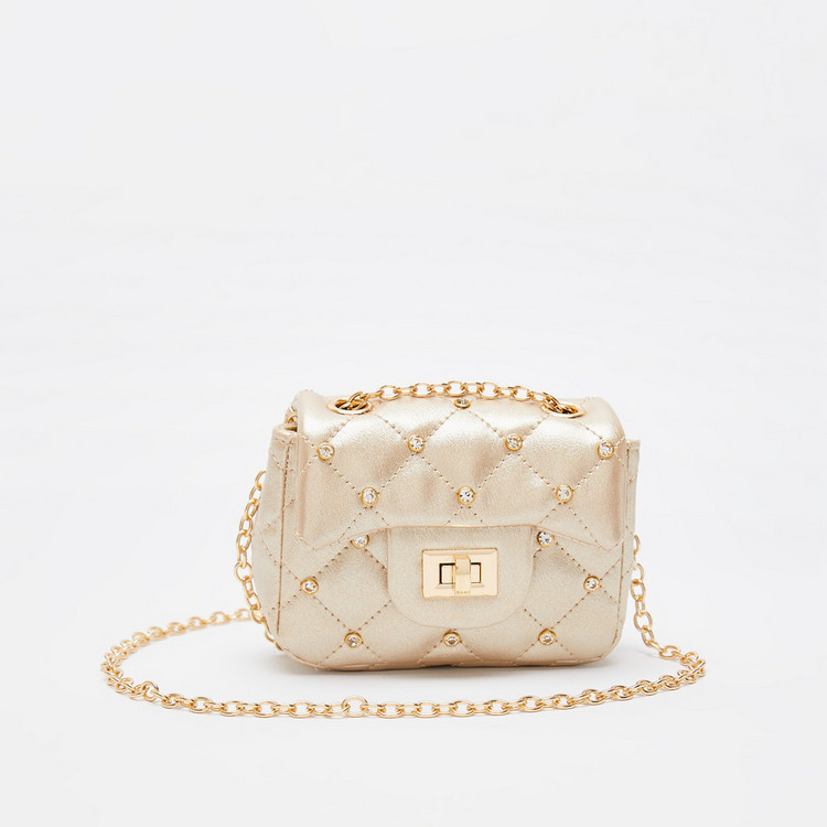 Little Missy Embellished Crossbody Bag with Chain Strap