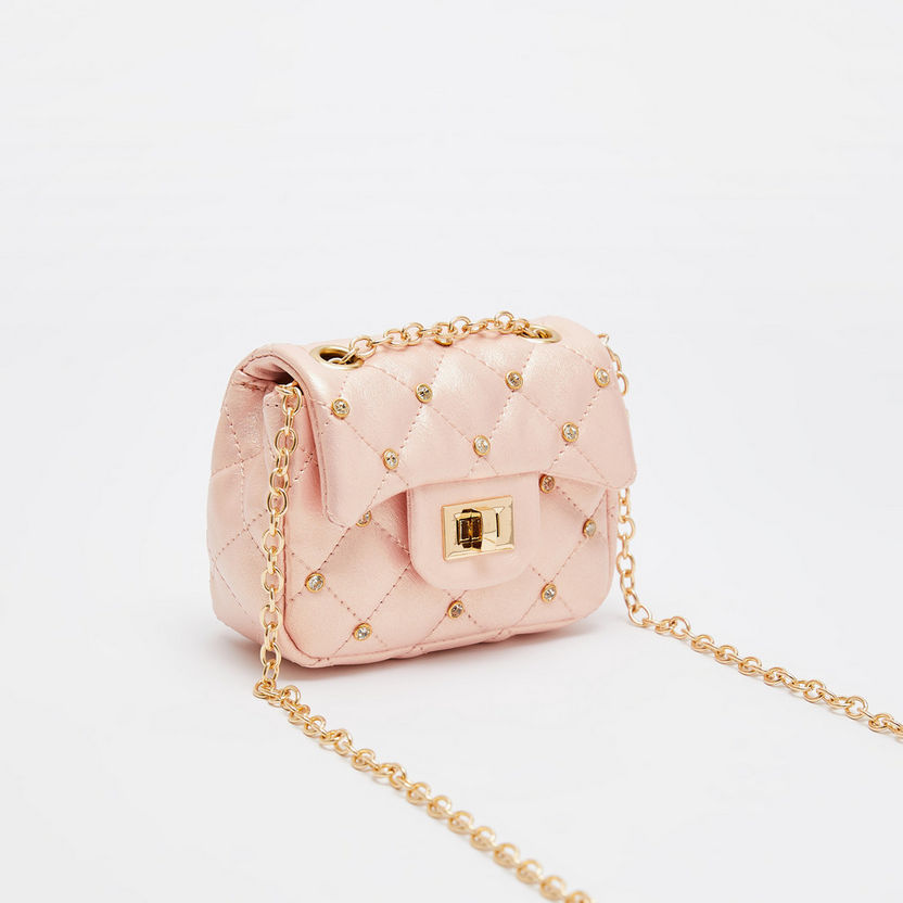 Little Missy Embellished Crossbody Bag with Chain Strap-Girl%27s Bags-image-2