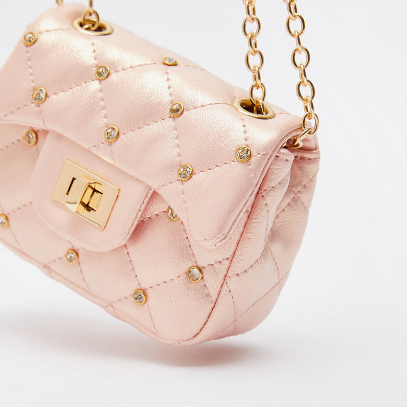 Little Missy Embellished Crossbody Bag with Chain Strap-Girl%27s Bags-image-3
