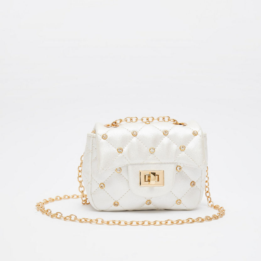 Little Missy Embellished Crossbody Bag with Chain Strap-Girl%27s Bags-image-0