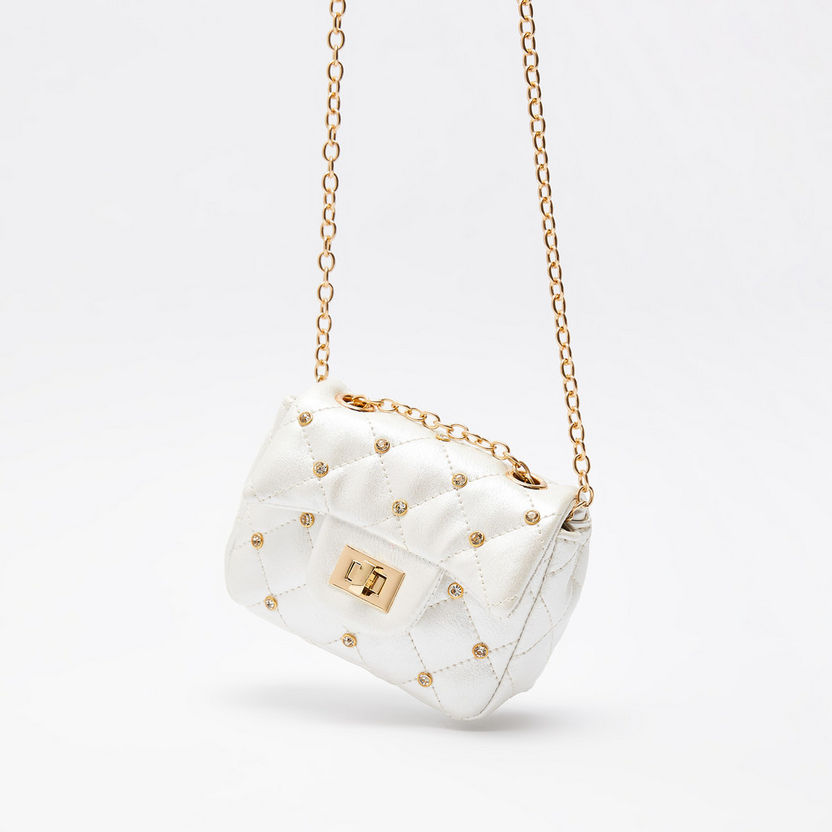 Little Missy Embellished Crossbody Bag with Chain Strap-Girl%27s Bags-image-1