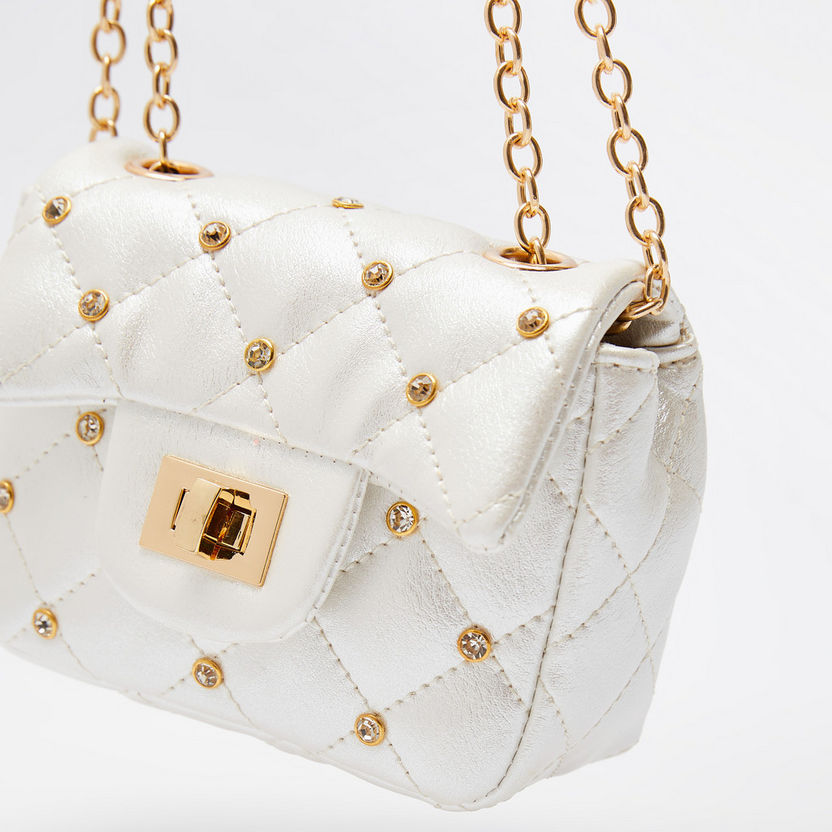 Little Missy Embellished Crossbody Bag with Chain Strap-Girl%27s Bags-image-3