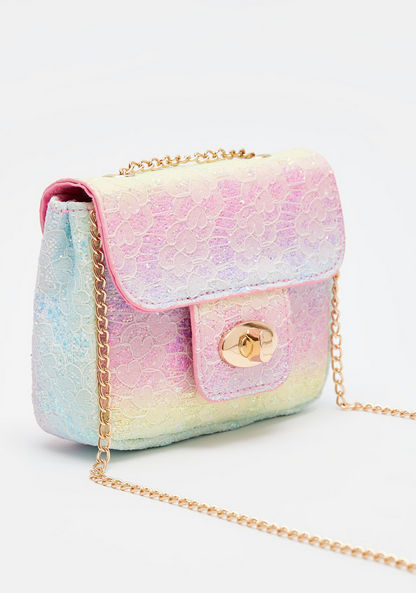 Little Missy Embellished Crossbody Bag with Chain Strap and Flap Closure