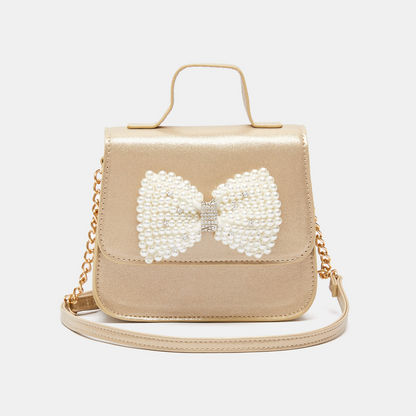 Little Missy Embellished Bow Satchel Bag with Flap Closure-Girl%27s Bags-image-0