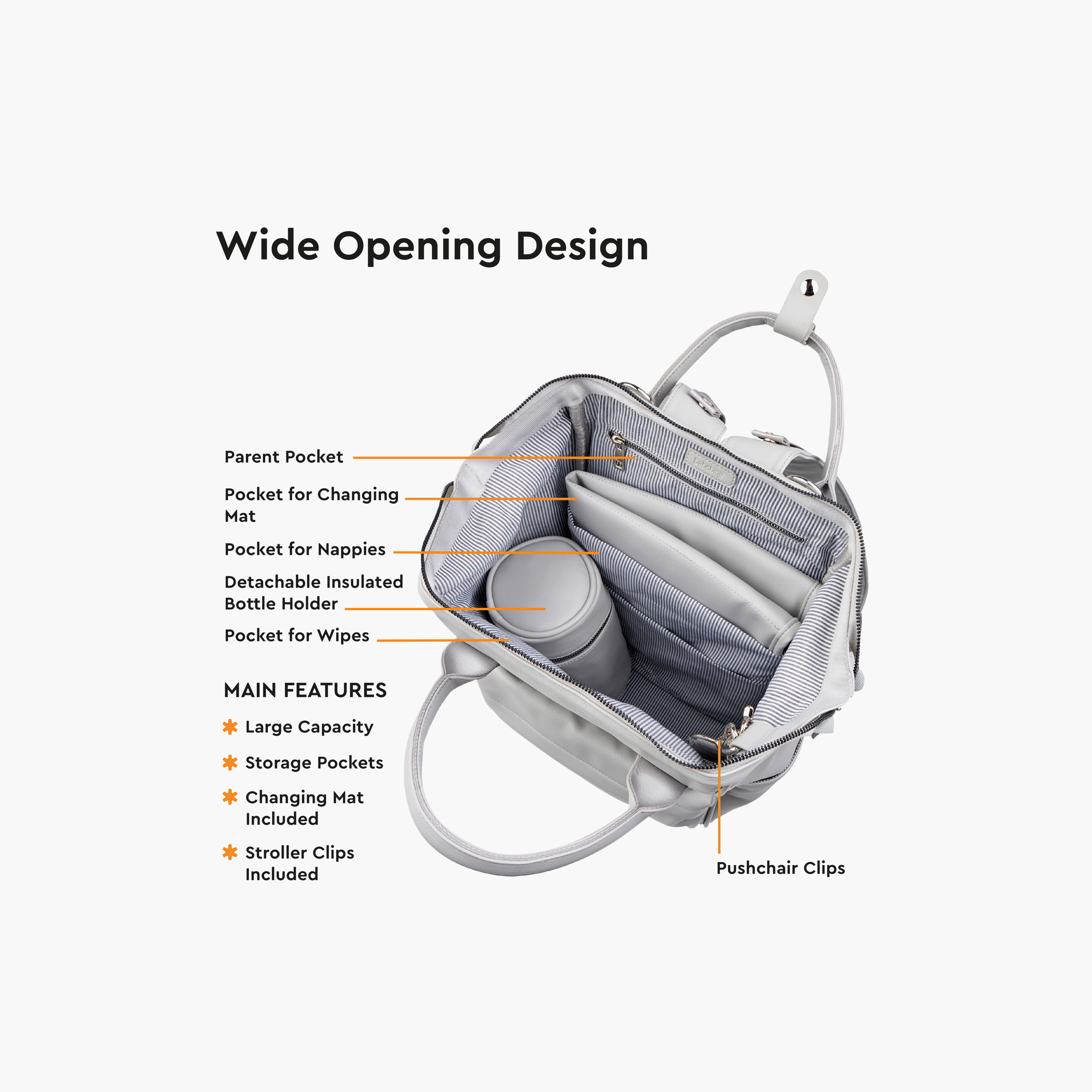 BabaBing! Mani Vegan Leather Backpack Changing Bag - Dove Grey-baby-diapering-diaperbags-image-5