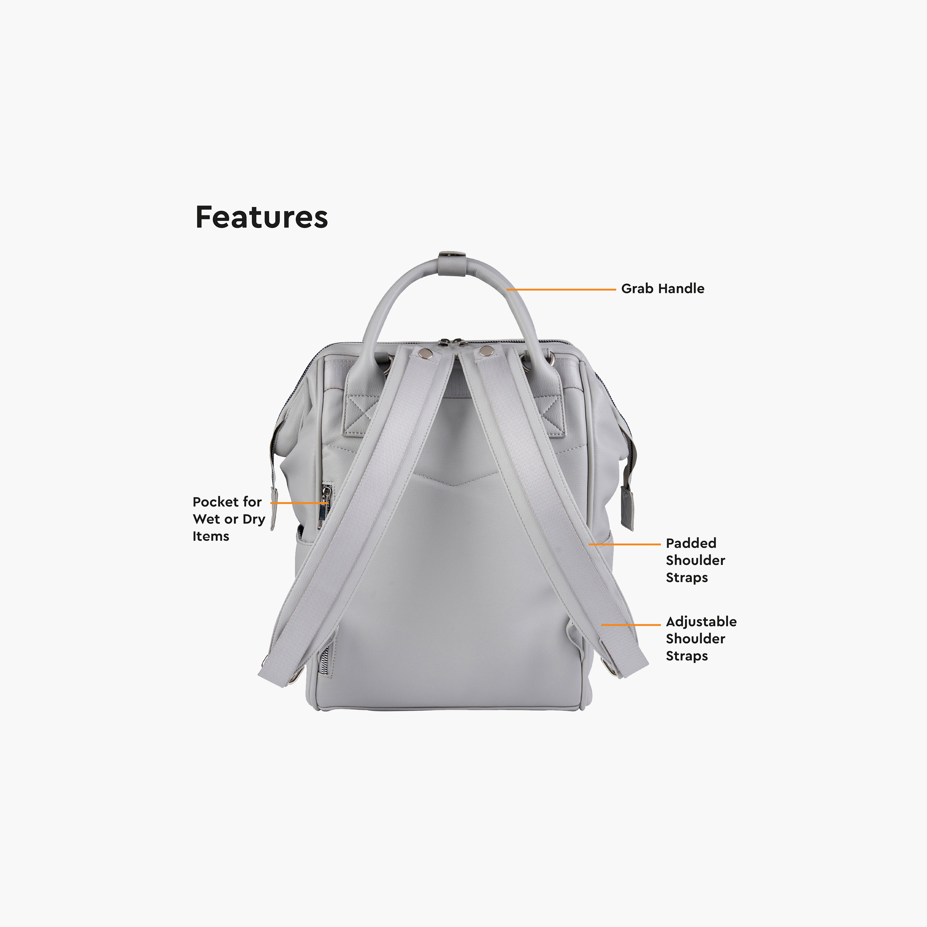 BabaBing! Mani Vegan Leather Backpack Changing Bag - Dove Grey-baby-diapering-diaperbags-image-6