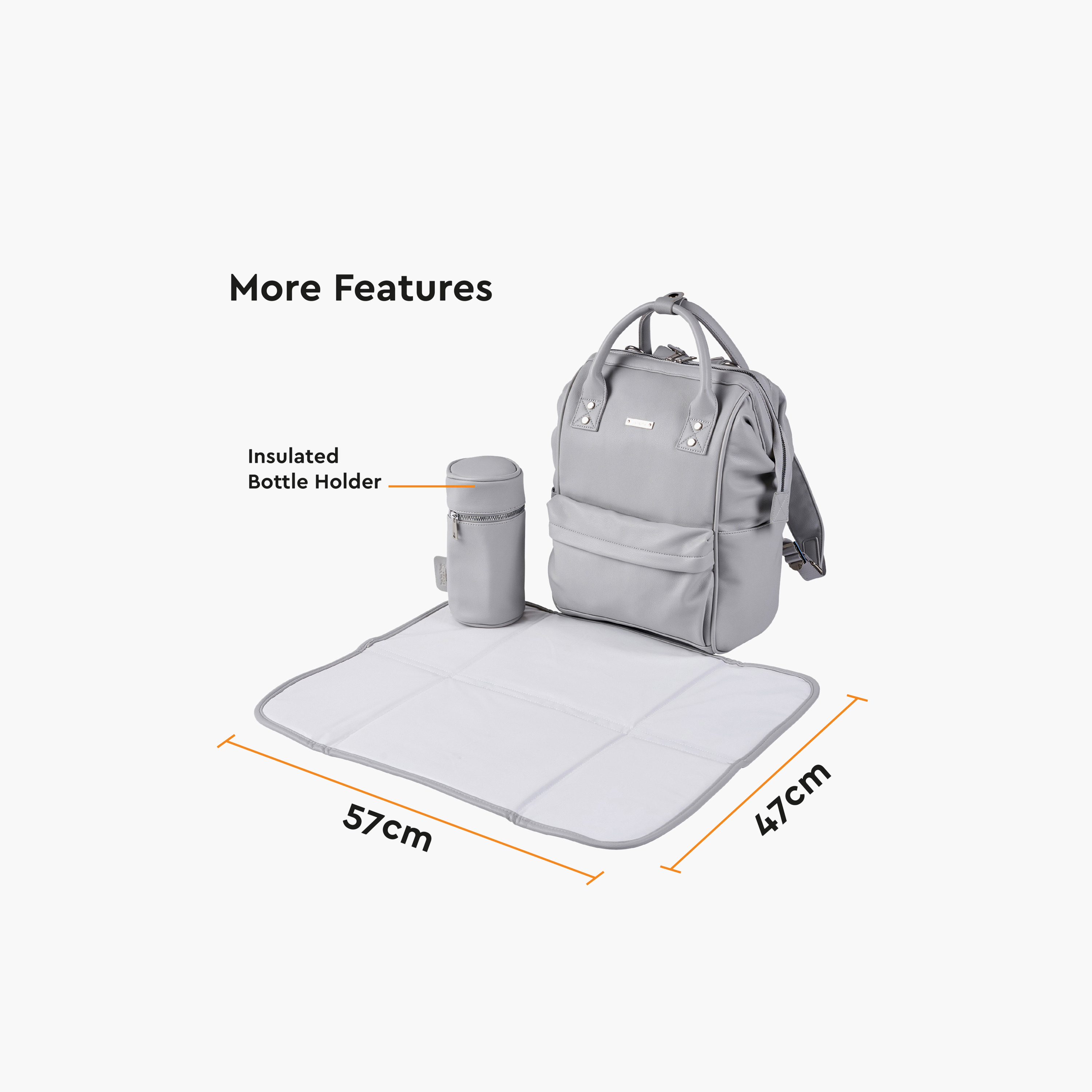 BabaBing! Mani Vegan Leather Backpack Changing Bag - Dove Grey-baby-diapering-diaperbags-image-7