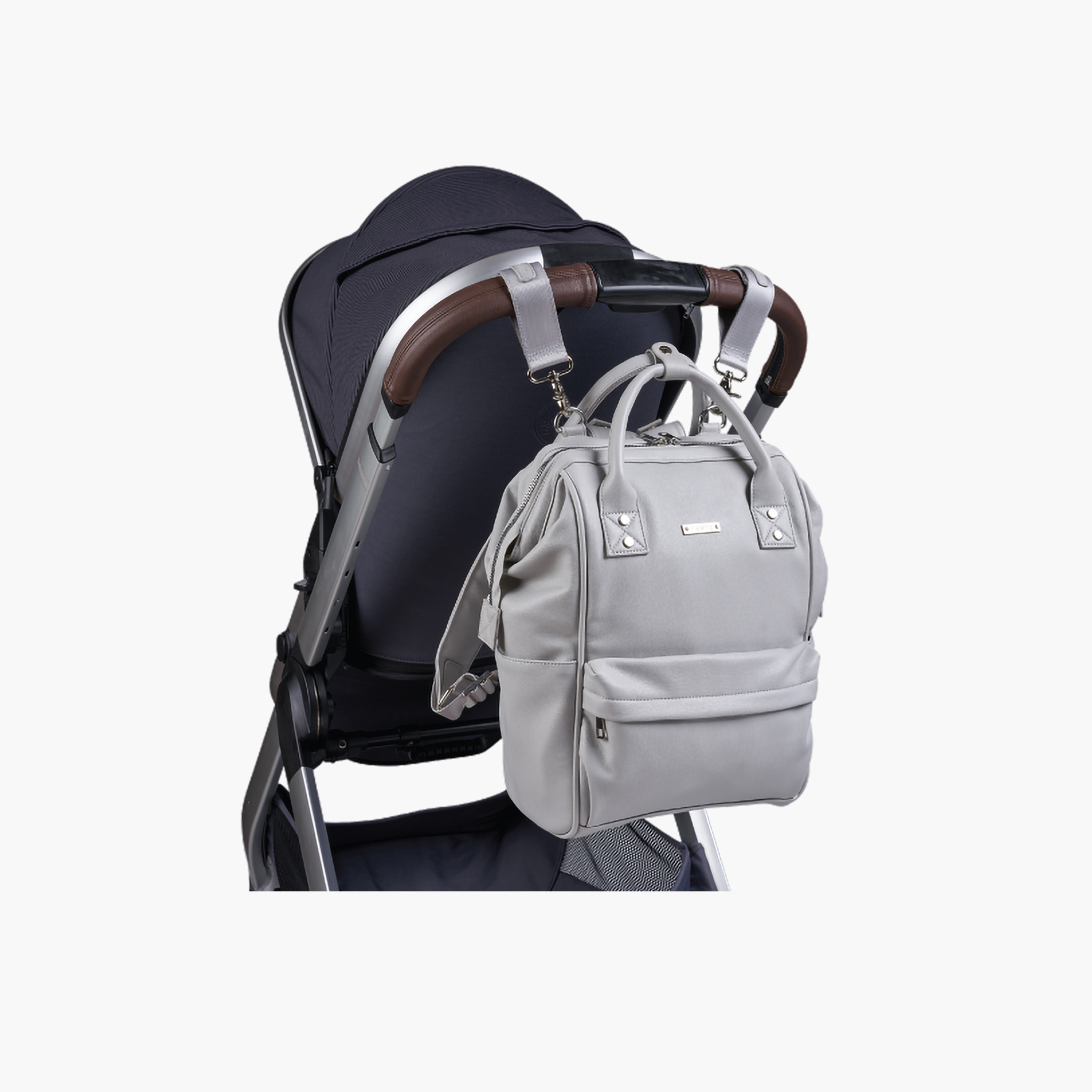 BabaBing! Mani Vegan Leather Backpack Changing Bag - Dove Grey-baby-diapering-diaperbags-image-9
