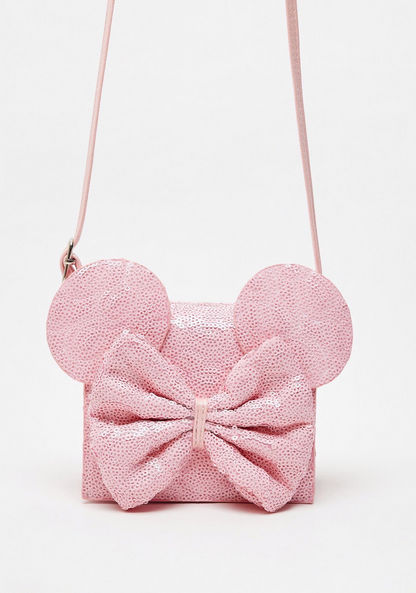 Minnie Mouse Embellished Crossbody Bag with Adjustable Strap