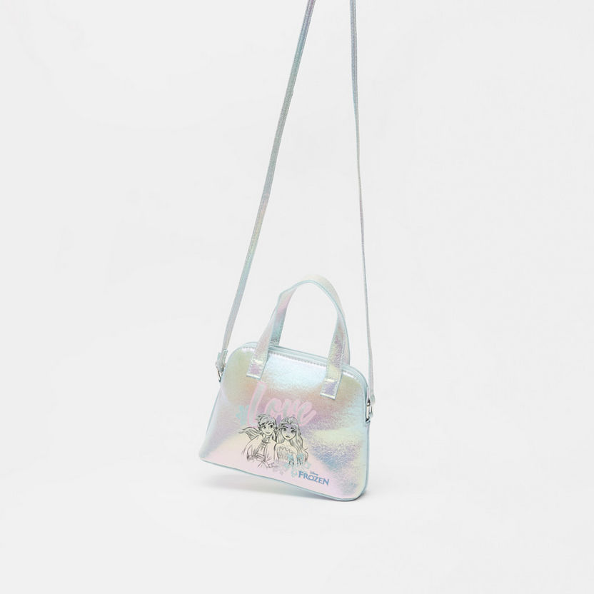 Disney Frozen Print Handbag with Zip Closure and Double Handles-Girl%27s Bags-image-1