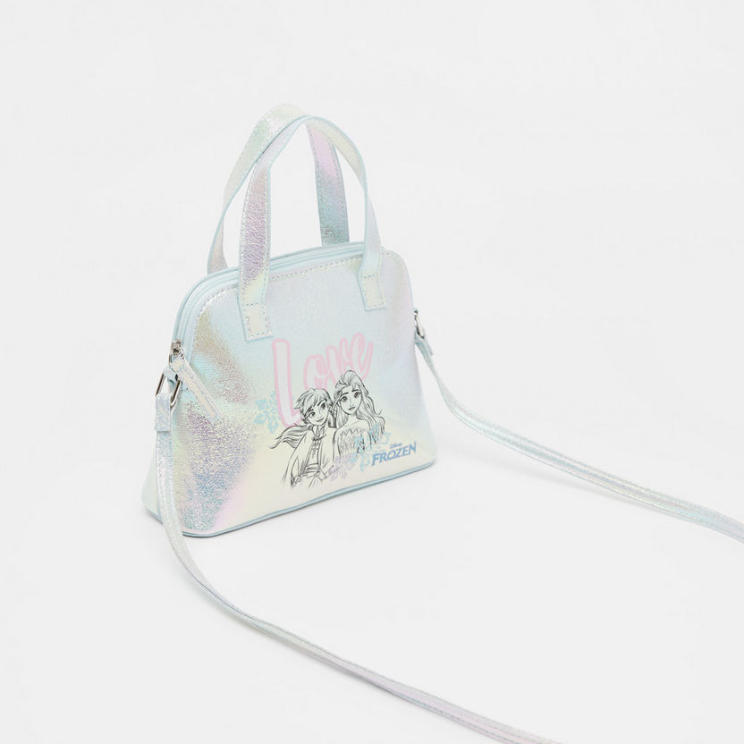 Disney Frozen Print Handbag with Zip Closure and Double Handles-Girl%27s Bags-image-2