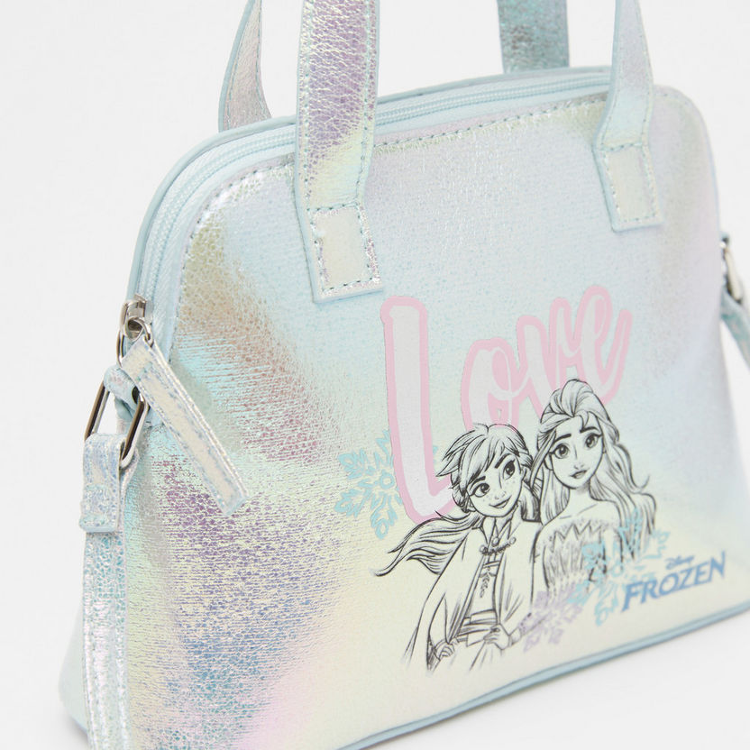 Disney Frozen Print Handbag with Zip Closure and Double Handles-Girl%27s Bags-image-3