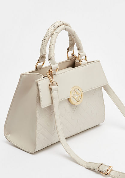 ELLE Monogram Tote Bag with Double Handle and Detachable Strap