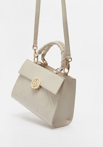 ELLE Monogram Tote Bag with Double Handle and Detachable Strap