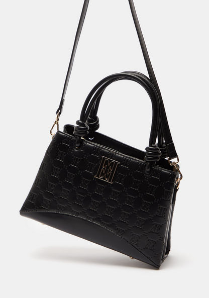 ELLE Monogram Textured Tote Bag with Double Handle