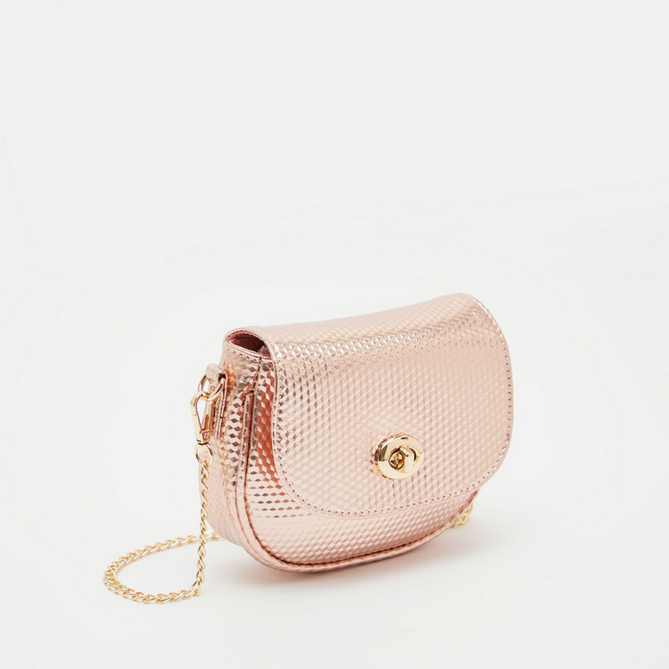 Missy Textured Crossbody Bag with Metallic Chain Strap