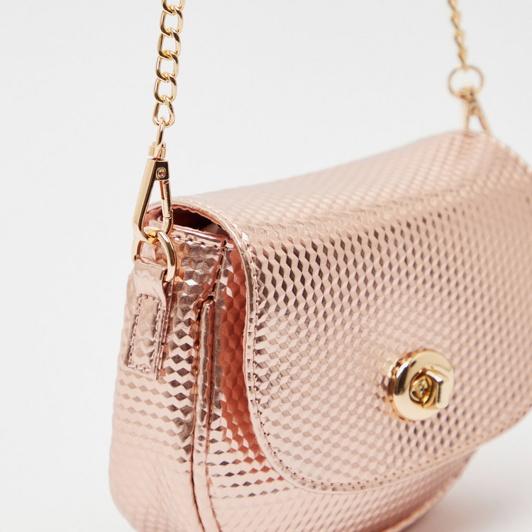 Missy Textured Crossbody Bag with Metallic Chain Strap