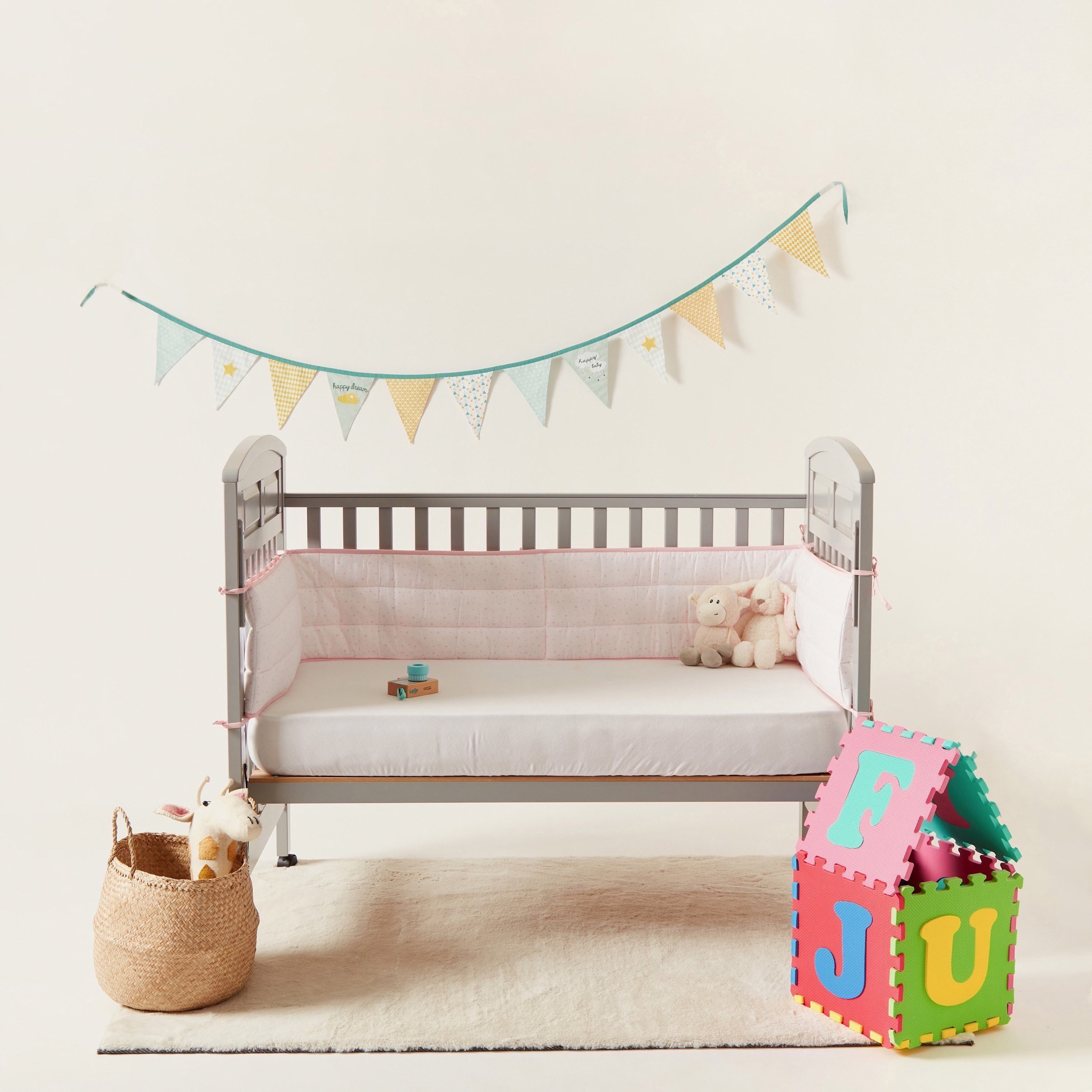 Juniors Star Print Cot Bumper - 390x30 cms-baby-nursery-babybedding-image-1